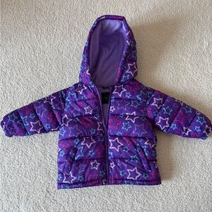 Faded Glory Purple Hooded Star Puffer Jacket